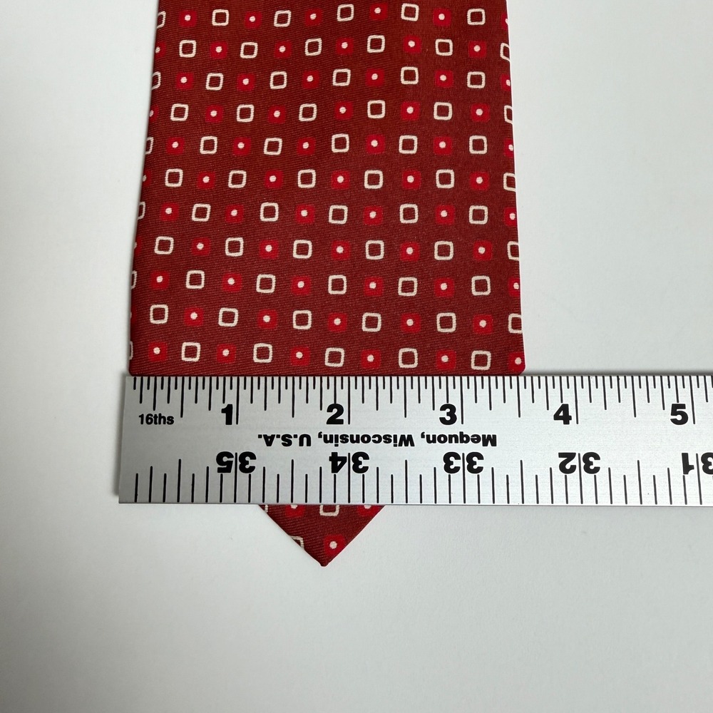 Gianfranco Ferre Red Geometric Square Dot 100% Silk Tie Italy - Picture 10 of 11